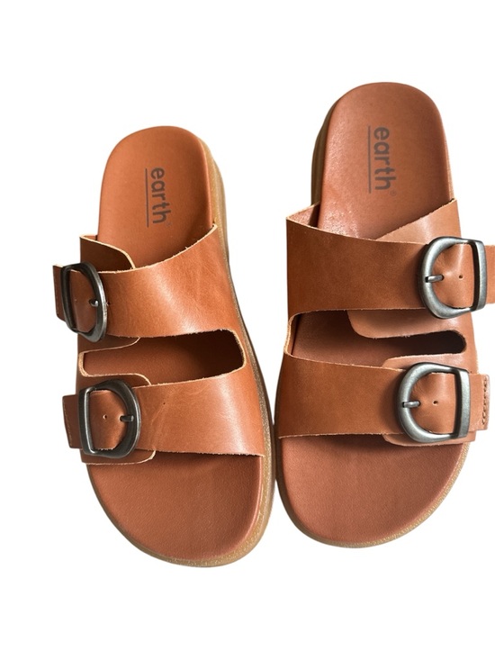 Earth Shoes - Earth Women's Tan Leather Double Buckle Slide Sandals